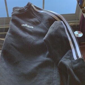 Adidas Black Crewneck Sweater with Signature Stripes.